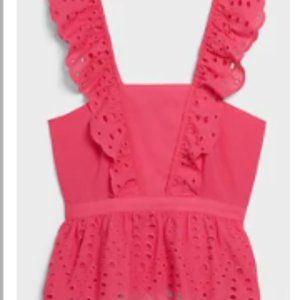 Fuchsia Textured Eyelet Peplum Top
